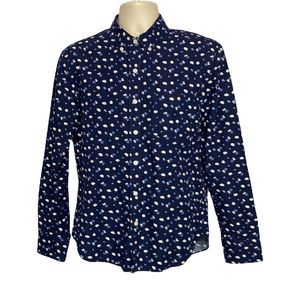 Bonobos Blue Floral Men’s Long Sleeve Button-Down Slim Fit Hipster Shirt M
